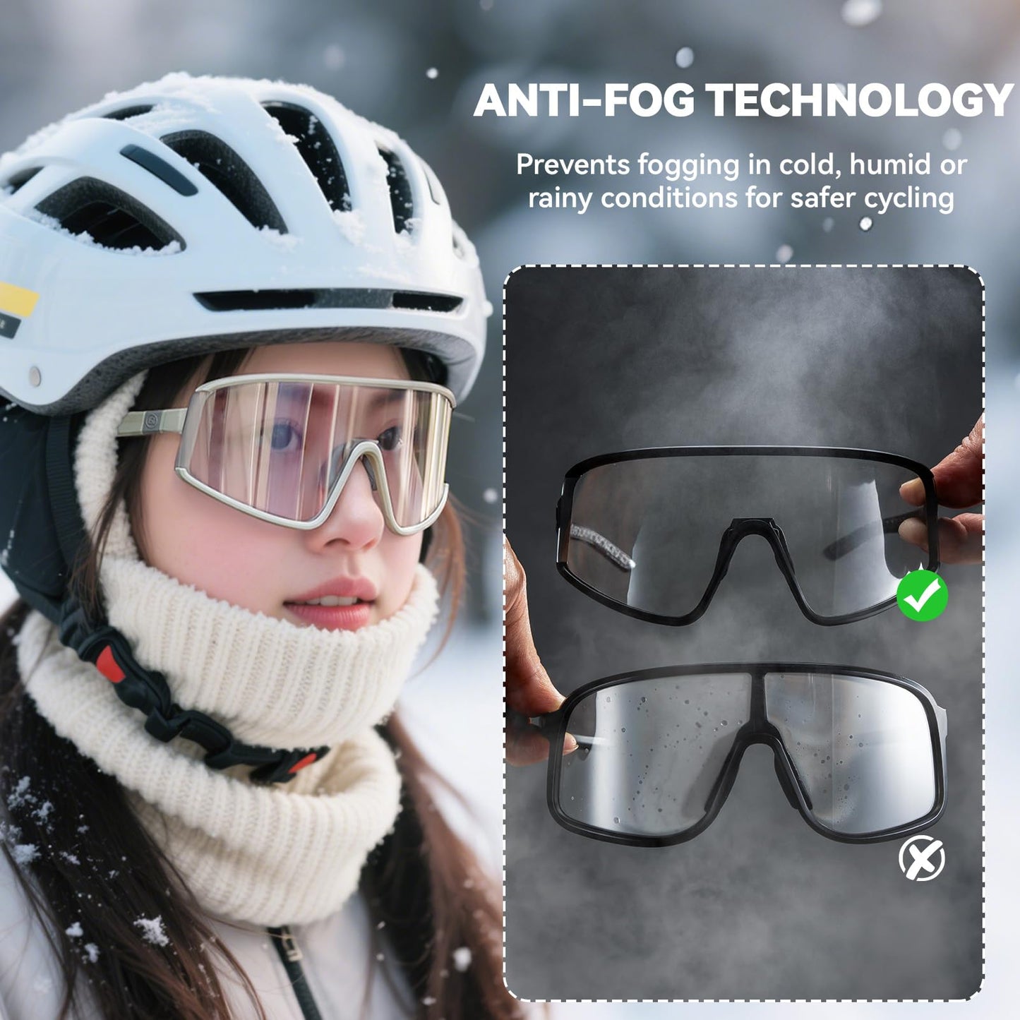 ROCKBROS Photochromic Cycling Glasses for Men Women Sports Glasses UV Protection