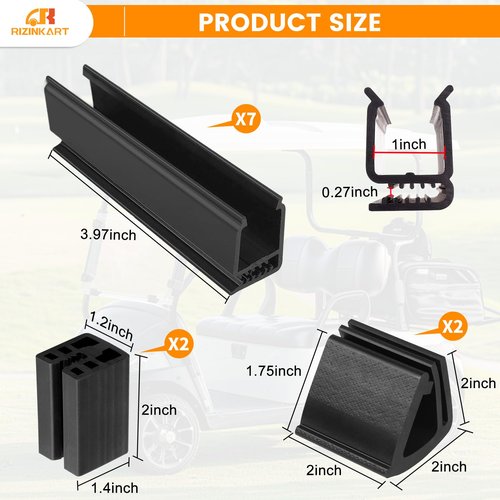 Golf Cart Windshield Clips Kit with Windshield Mounting Sash Clips for Club Car DS/Yamaha,Windshield Retaining Clips Fit 1"x1" Struts Rail for Club Car DS 1982-up/Yamaha G2 G8 G9 G14 G16 G19 G22