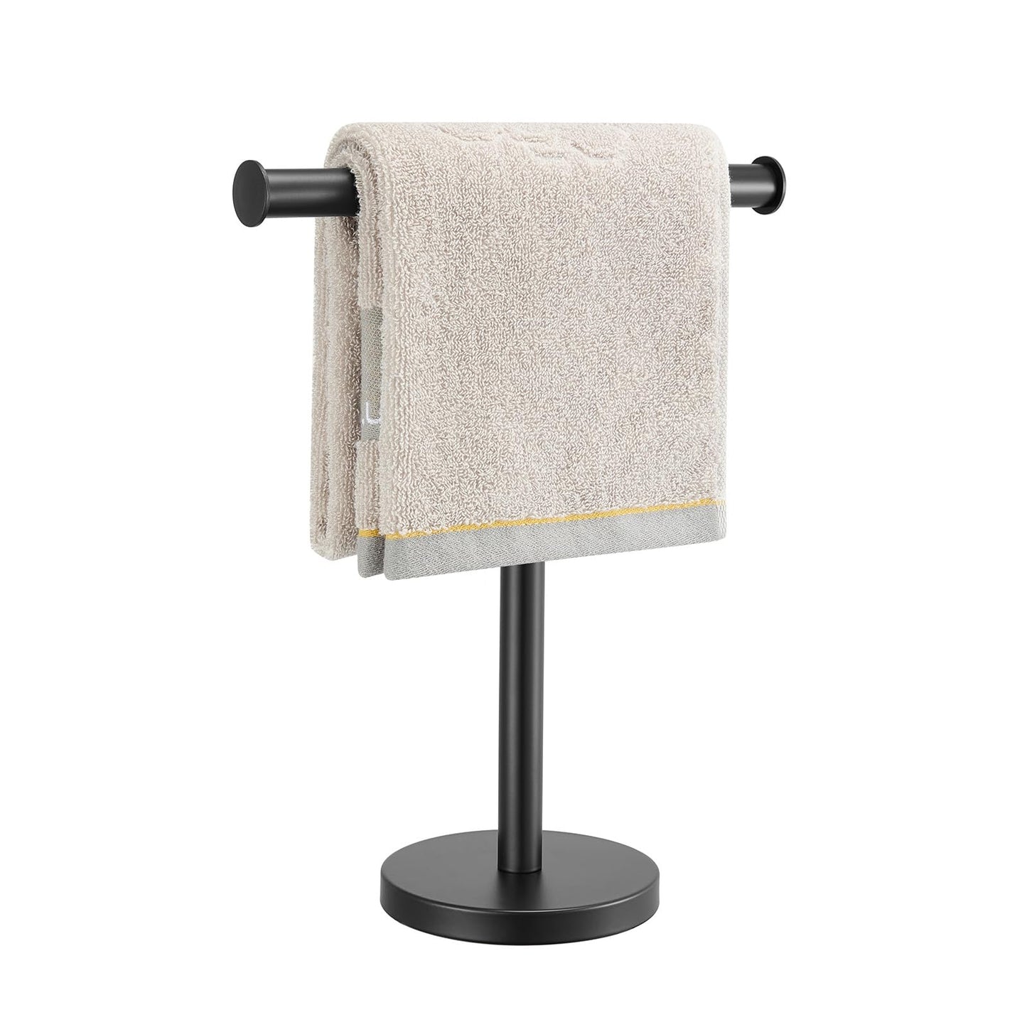 Zitalupy T-Shape Bath Hand Towel Holder Standing, SUS304 Stainless Steel Matte Black T-Shape Towel Bar Rack Stand with Heavy Base, Tower Bar for Bathroom Kitchen & Countertop