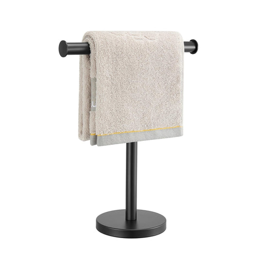 Zitalupy T-Shape Bath Hand Towel Holder Standing, SUS304 Stainless Steel Matte Black T-Shape Towel Bar Rack Stand with Heavy Base, Tower Bar for Bathroom Kitchen & Countertop