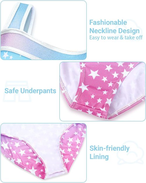 JiAmy Girls Gymnastics Leotards - Glitter Ballet Dance Unitards with Hairband | Kids Activewear