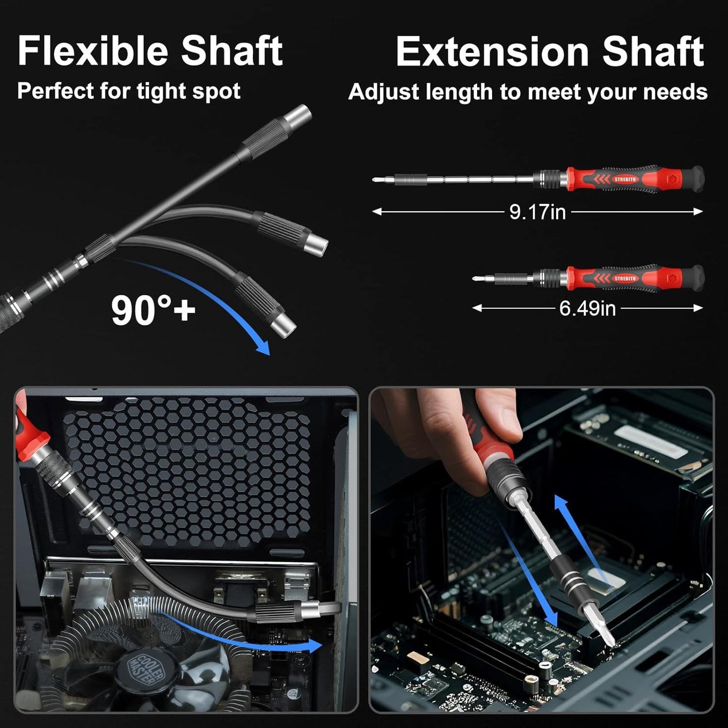 STREBITO 144-in-1 Electric Screwdriver Set - Precision Tool Kit with 120 Magnetic Bits for Electronics & PC Repair