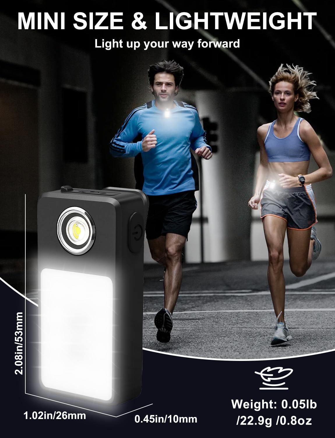 Ebukur Clip on Flashlight, Rechargeable Safety Running Light with 3 Modes, Running Lights for Runners are IPX7 Waterproof, Hands Free Flashlight for Walking, Hiking, Dog Walking & Camping (1 Pack)