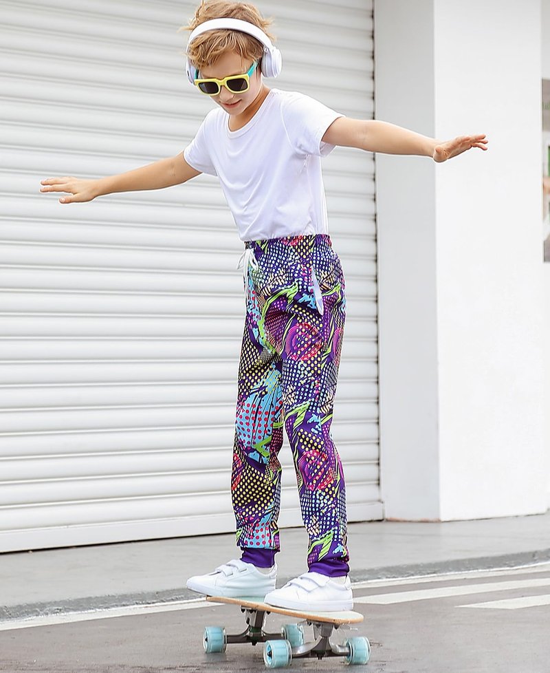 Teens Boys Jogger Pants Size 14-16 Geometric Dots 80s 90s Sweatpants Retro Throwback Day Jogging for Party