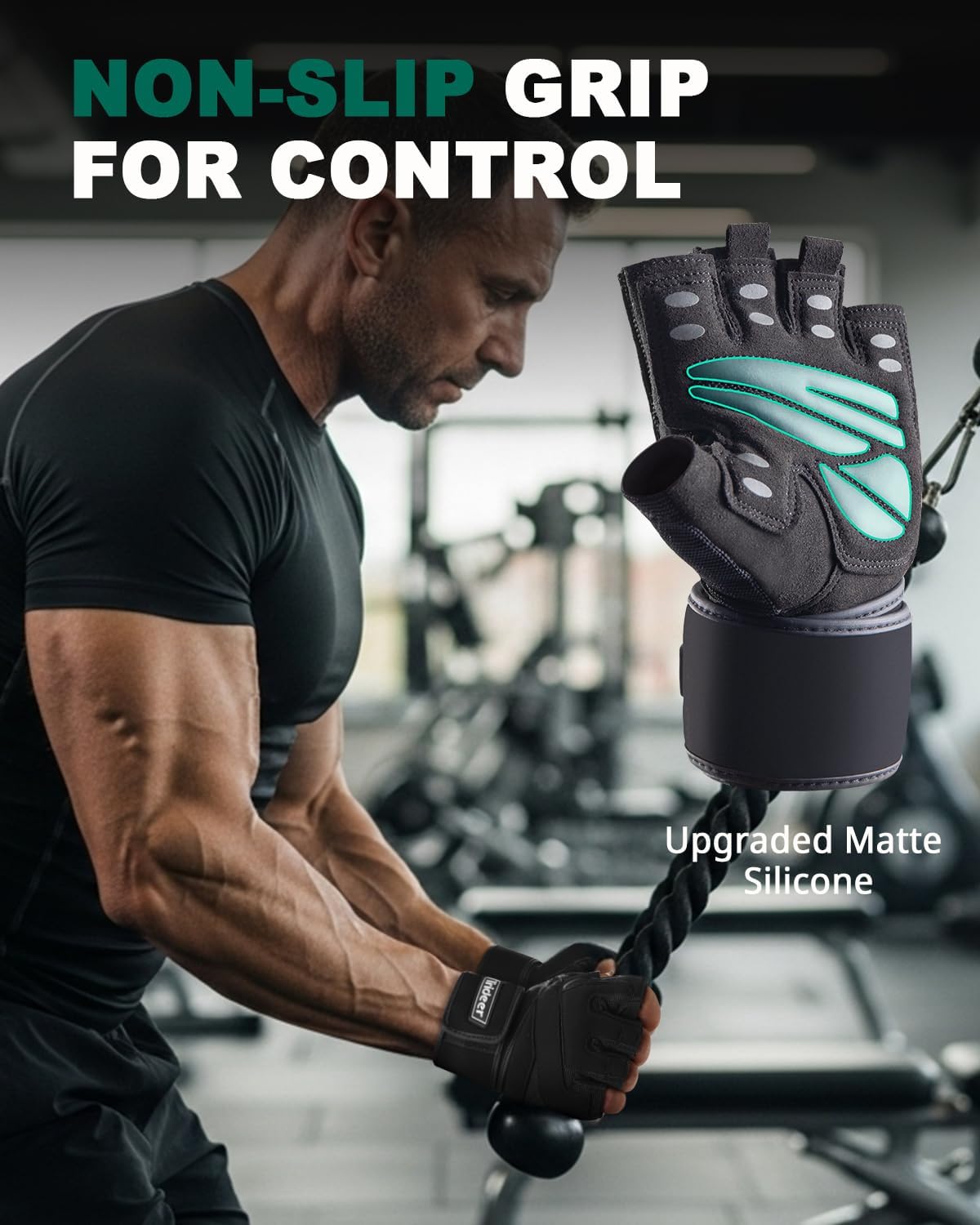 Trideer Weight Lifting Gloves - Full Palm Protection & Wrist Wrap Support for Men | Ideal for Cross Training & Fitness