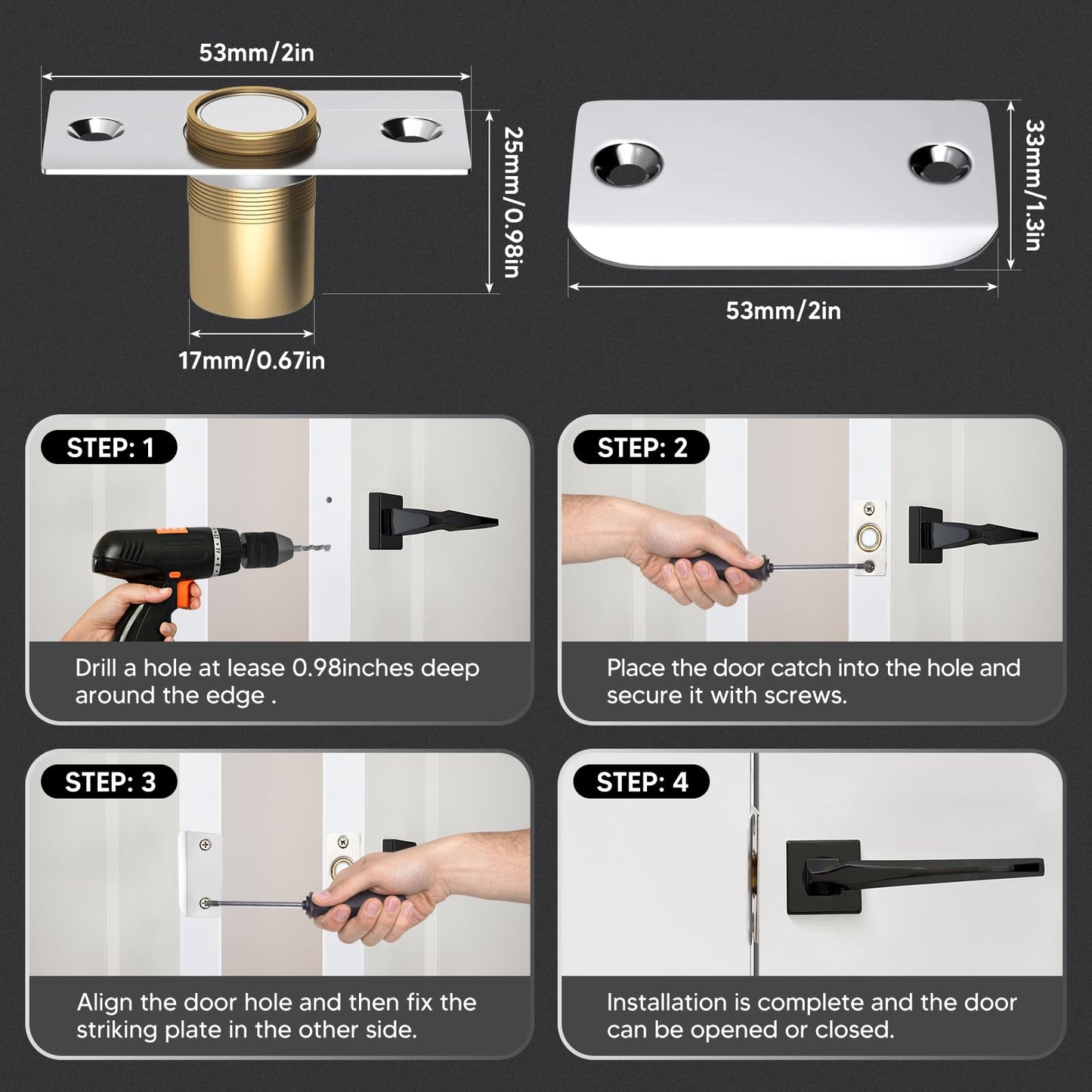 Closet Magnetic Door Catch, Strong Magnetic Ball Catch for Top of Door, Ball Catch Replacement, Adjustable Magnetic Door Latch, Silver Door Magnet, 2 Pack French Ball Catch for Top of Door