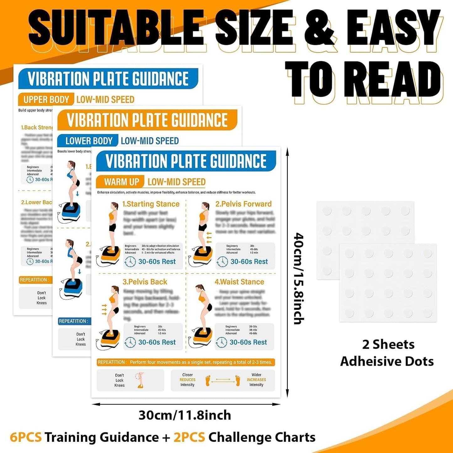 Skiennix Vibration Plate Workout Guide - 8-Piece Exercise Poster Set with 30-Day Planner for Home Gym