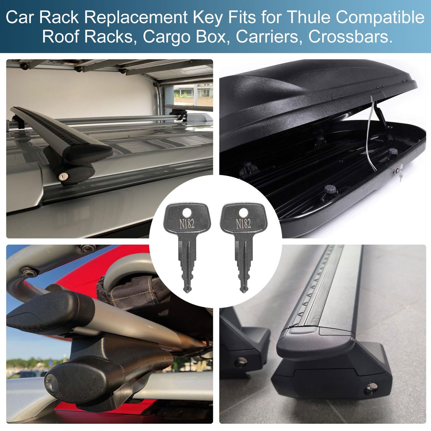 seork Car Rack Replacement Key N182 (2 Pcs) Fits for Thule Compatible Roof Racks, Cargo Box, Carriers, Crossbars Code N182