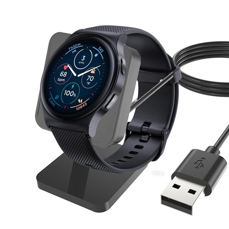 Lamshaw Compatible with Moto Watch 120, 70, 40 Smart Watch Charging Dock Station, 2-in-1 Charger & Stand, Stable & Safe Charging, Sleek & Functional Design, Black-1