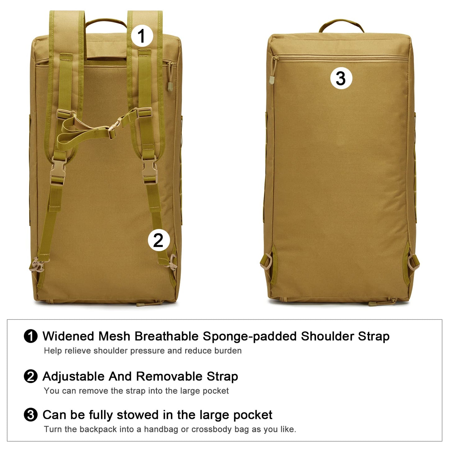 G4Free 70L Large Tactical Duffle Bag Men Sports Gym Backpack