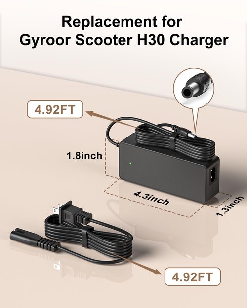 Charger Compatible with Gyroor Electric Scooter X8,H40,H30 Pro,H30 MAX Kids Scooter, Turboant V8 V 8 Dual-Battery Electric Scooter Power Supply