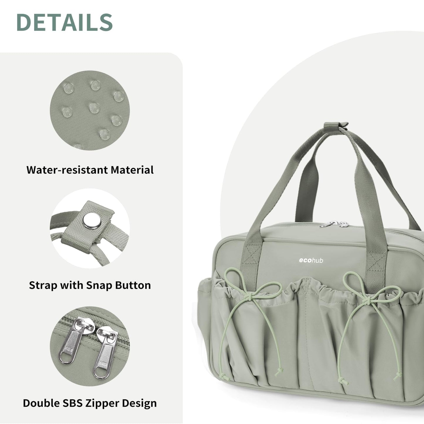 ECOHUB Small Gym Bag for Women, Mini Gym Duffle Bag with Wet Compartment, Bowknot Sports Bag, Cute Gym Tote Bag Dance Yoga Workout Travel Bags Green