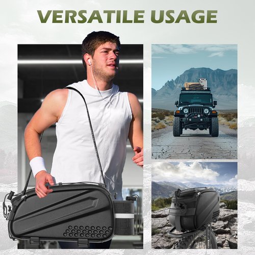 Bike Bags for Bicycles Rear Rack 10L Bike Rack Bag Waterproof EVA Hard Shell Durable Bike Panniers Saddle Bag with Shoulder Strap Bike Accessories for Cycling Commuting,Outdoor Hiking