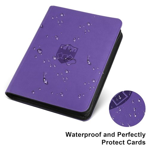 GERMUN Trading Card Binder - 16 Pocket Premium Card Holder for 1000+ Cards | Double-Sided Album (Purple)