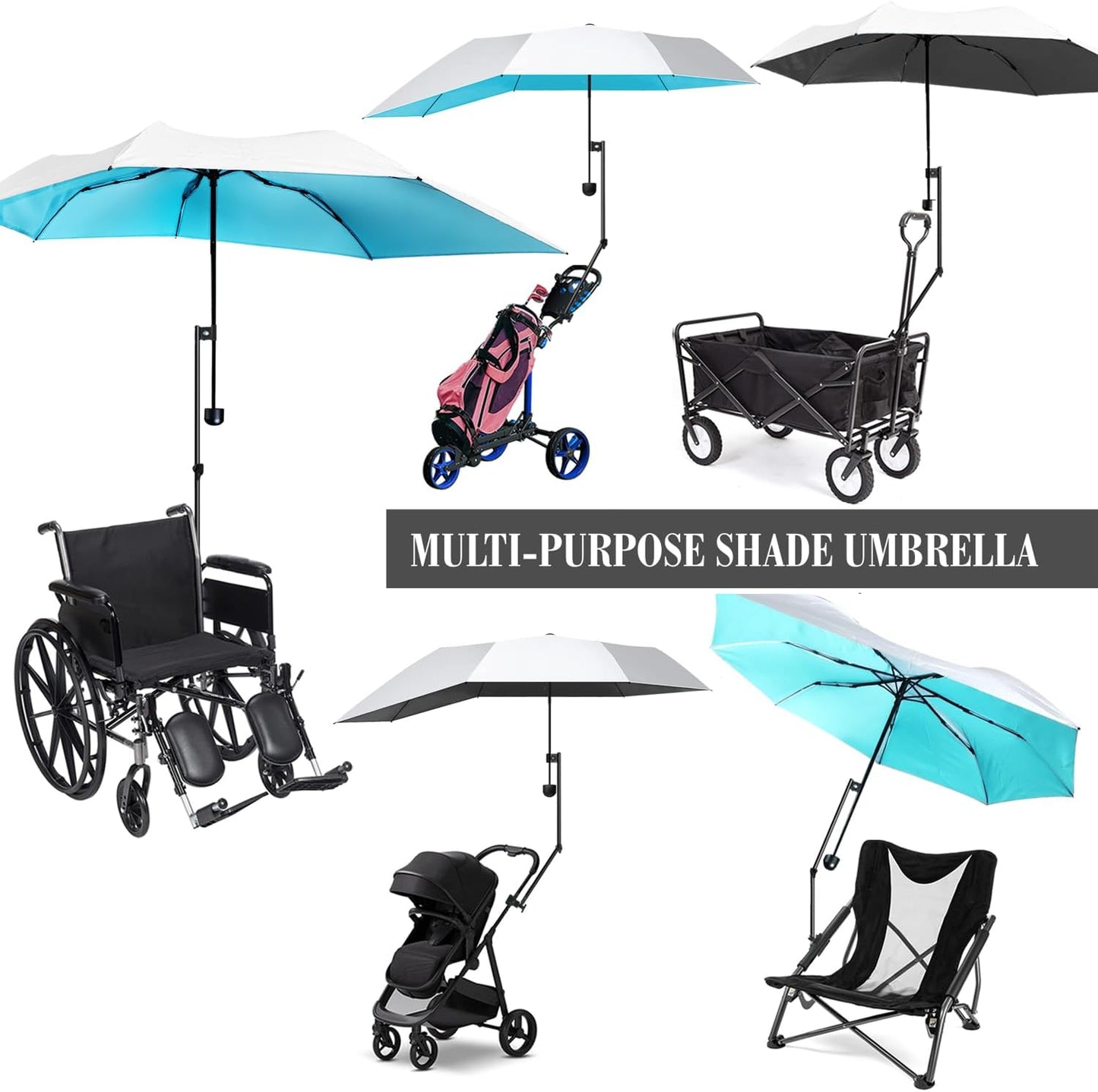 Upf 50+ Chair Umbrella - Portable Sun Shade With Secure Clamp & 360-Degree Swivel Adjustment
