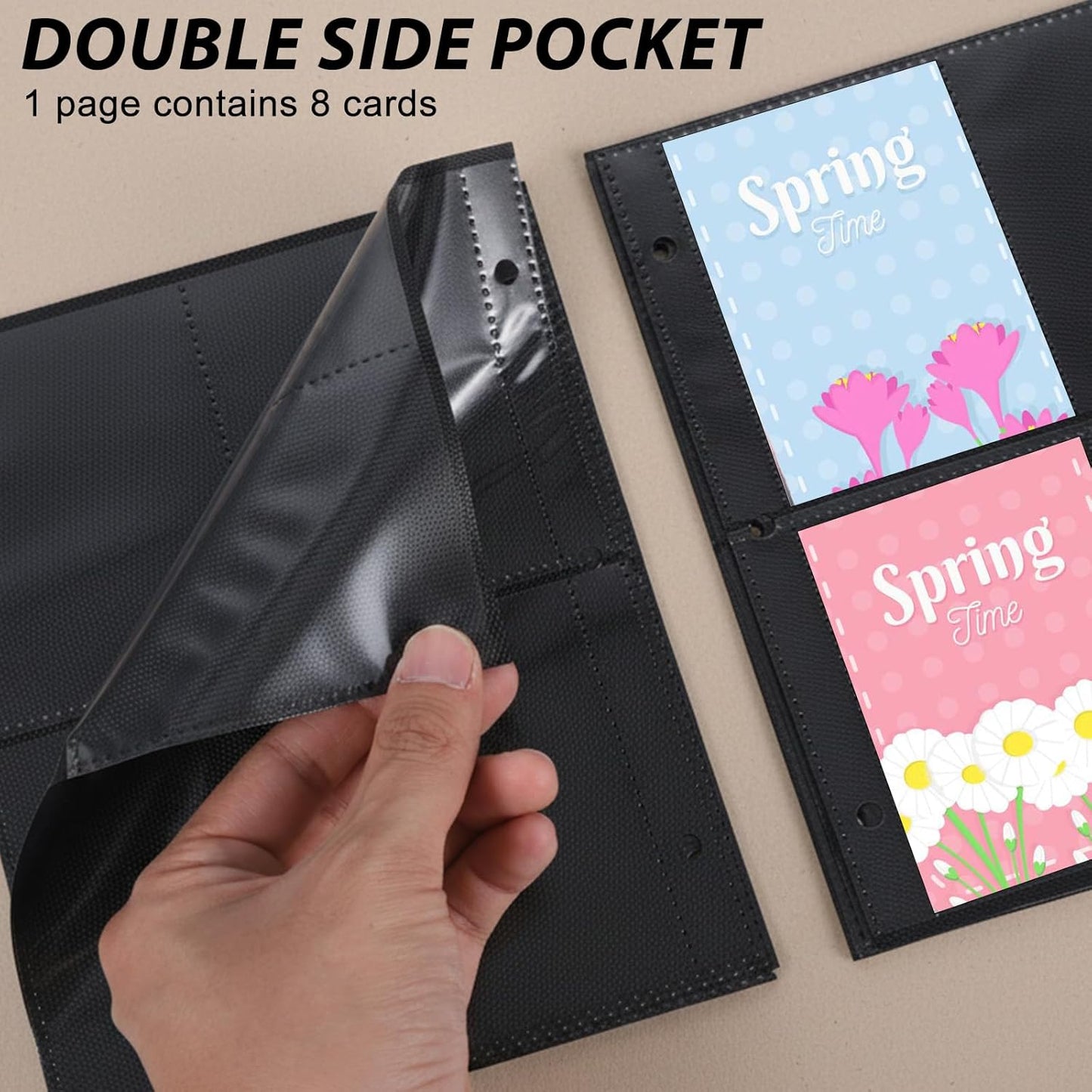 Skiennix 25 Pack Card Sheets - 4 Pocket PVC Binder Sleeves for Trading & Game Cards | Black Background