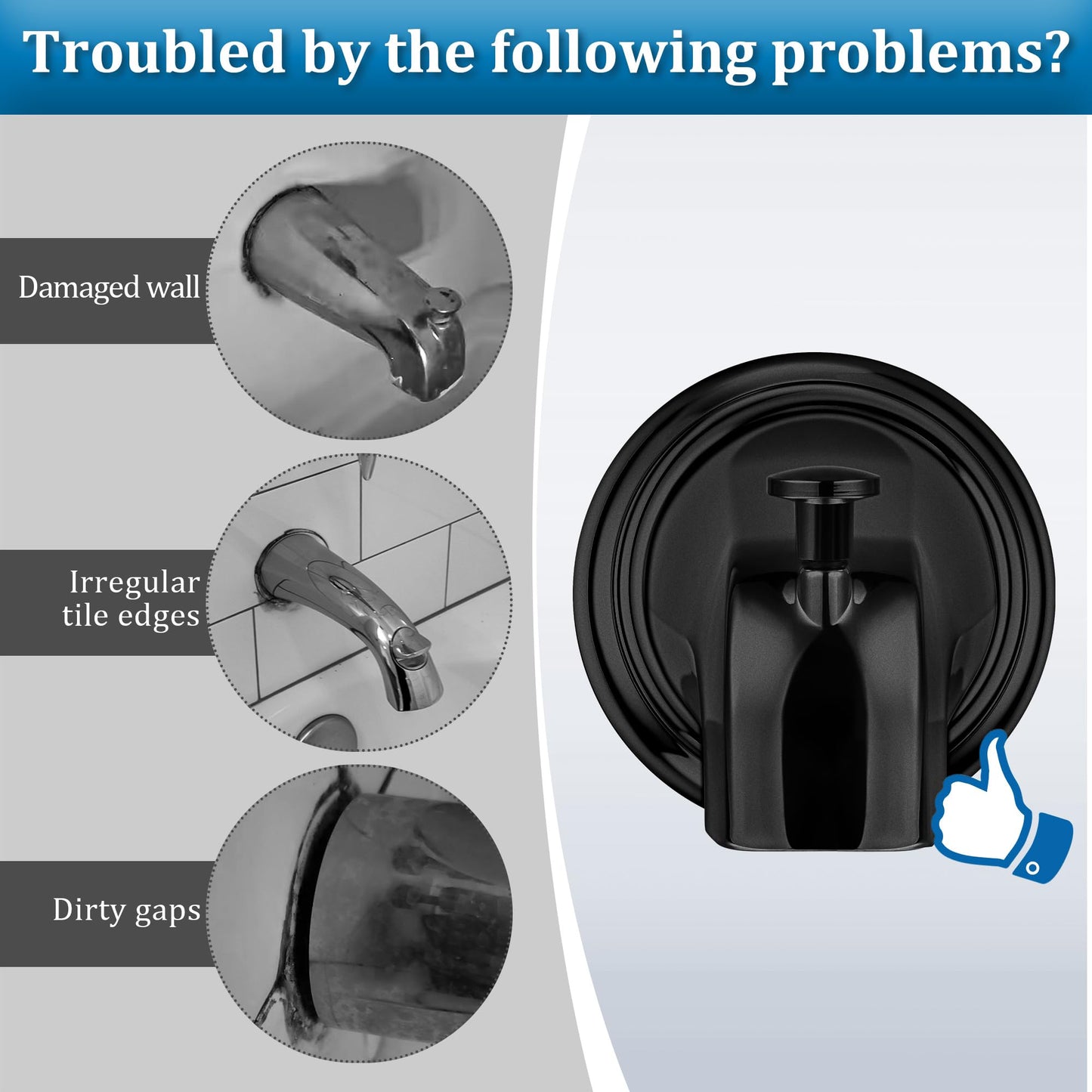 Enhon Metal Tub Spout Cover Ring, Bathroom Faucet Remodeling Wall Plate with Foam Gasket, 1-1/2 Inch ID and 3-5/8 Inch OD (Matte Black)