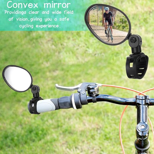 Hestya 2 Pcs Bike Mirrors - 360° Adjustable Rotatable Handlebar Mirrors for Safe Cycling | Shockproof Acrylic