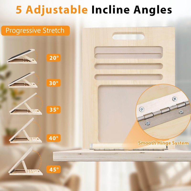 Slant Board for Calf Stretching, Adjustable Wooden Incline Board with Anti-Slip EVA Base, 300LB Capacity Portable Calf Stretcher for Physical Therapy, Squats, Ankle & Heel Support at Home/Gym