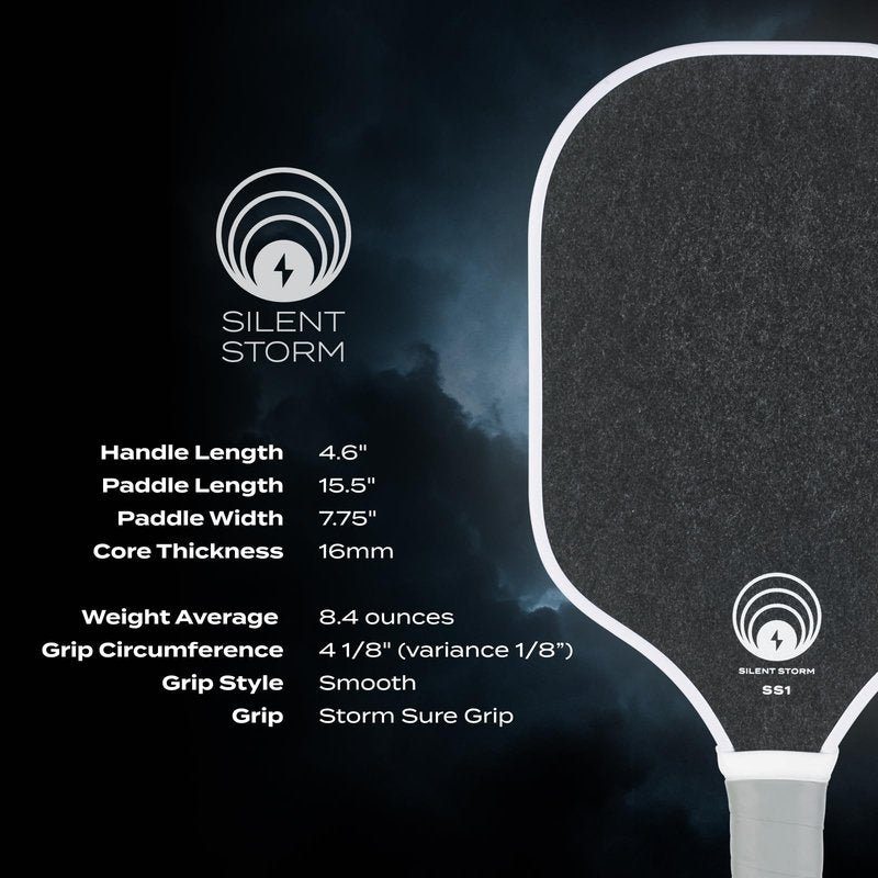 OWL Sport SILENT STORM Pickleball Paddle, 100% USAPA Tournament & League Approved, Max Control Play 16 MM Core, Patented High Performance Surface, Over 50% Noise Reduction, for All Skill Levels