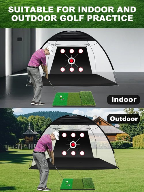 Golf Net,10x7FT 6 Target Practice Net，Hitting Aid for Backyard Driving Chipping Training Swing with Target Hitting Mat Balls for Outdoor Indoor, Gifts for Men Golf Accessories