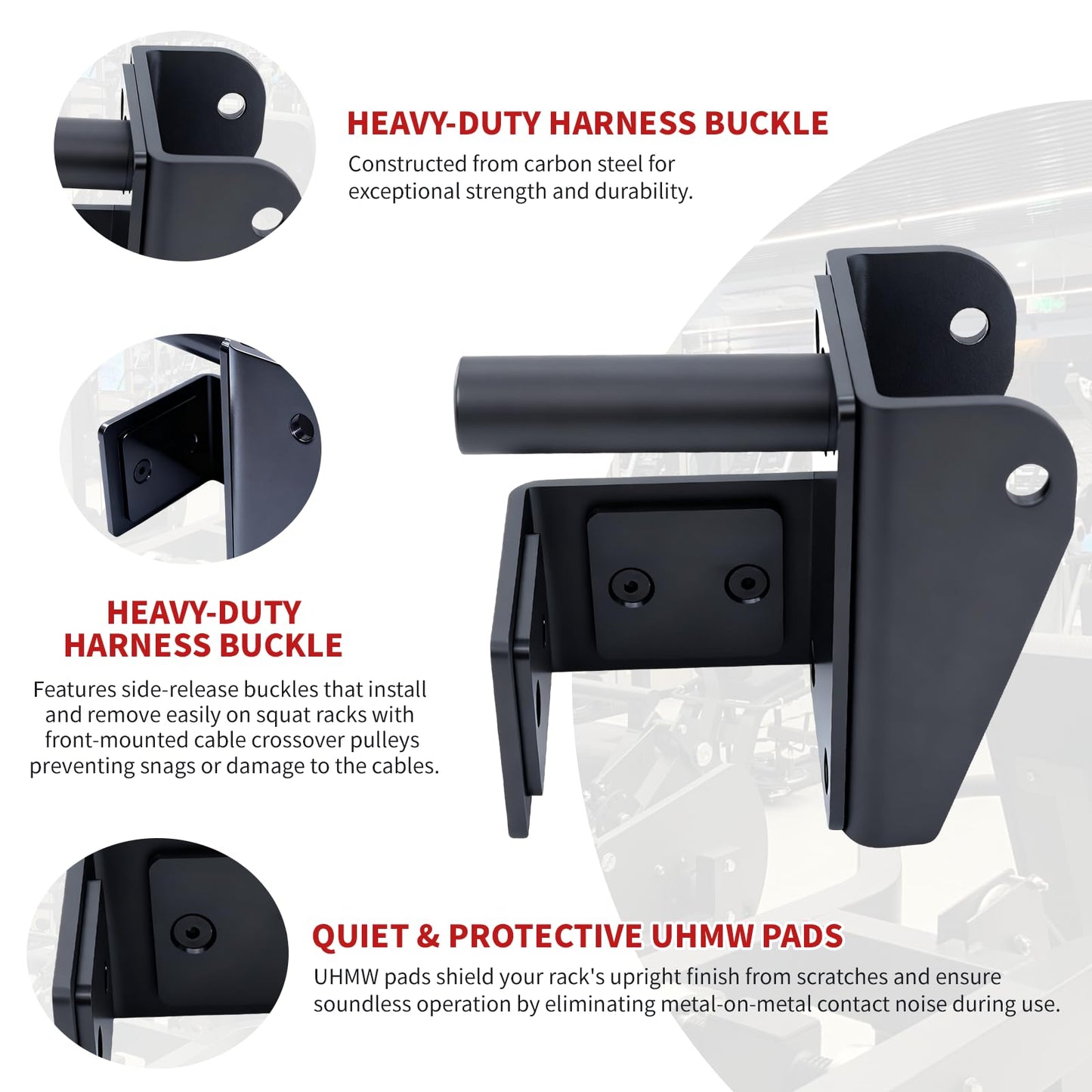 Power Rack Attachments Safety Straps Squat Rack Attachments Fit 3x3 Power Rack for Row Deadlift Bench Press Hip Thrust Chest Press and More (Black, 3"x3" Column,0.7" Aperture,Straps Length 2.62FT)