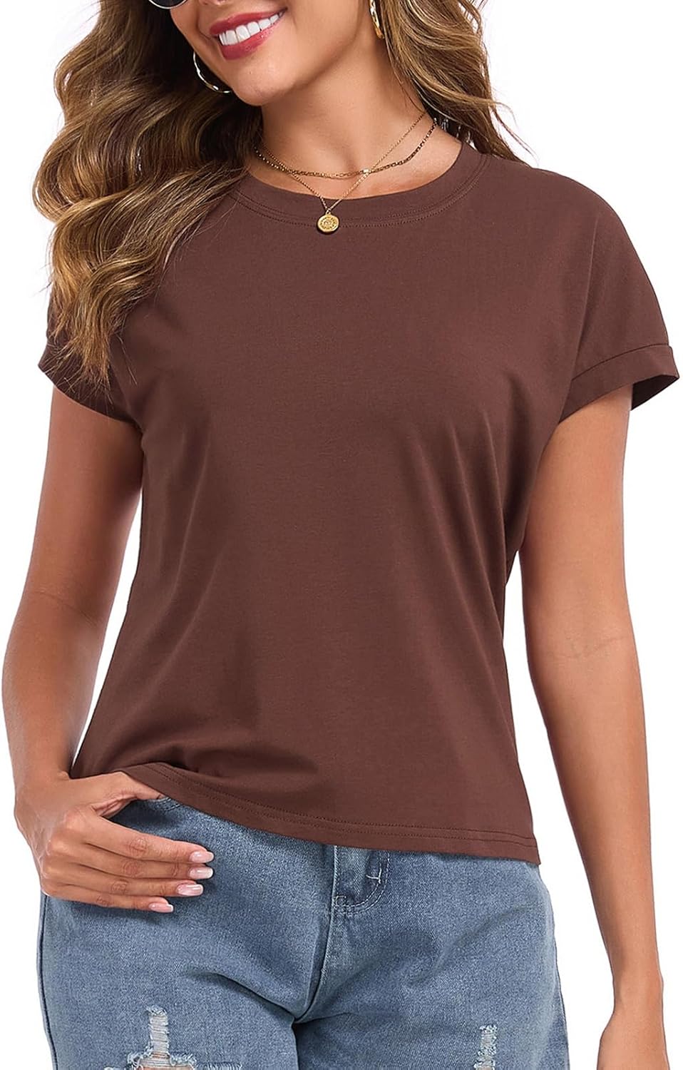 Skiennix Women's Cap Sleeve Cropped Tee - Loose Fit Cotton Summer Blouse | Casual Style