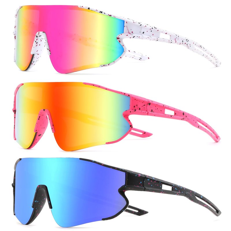 YuJian 3 pack Kids Sunglasses Youth Baseball Sunglasses for Boys Girls Softball Beach Running Sun Glasses UV Protection