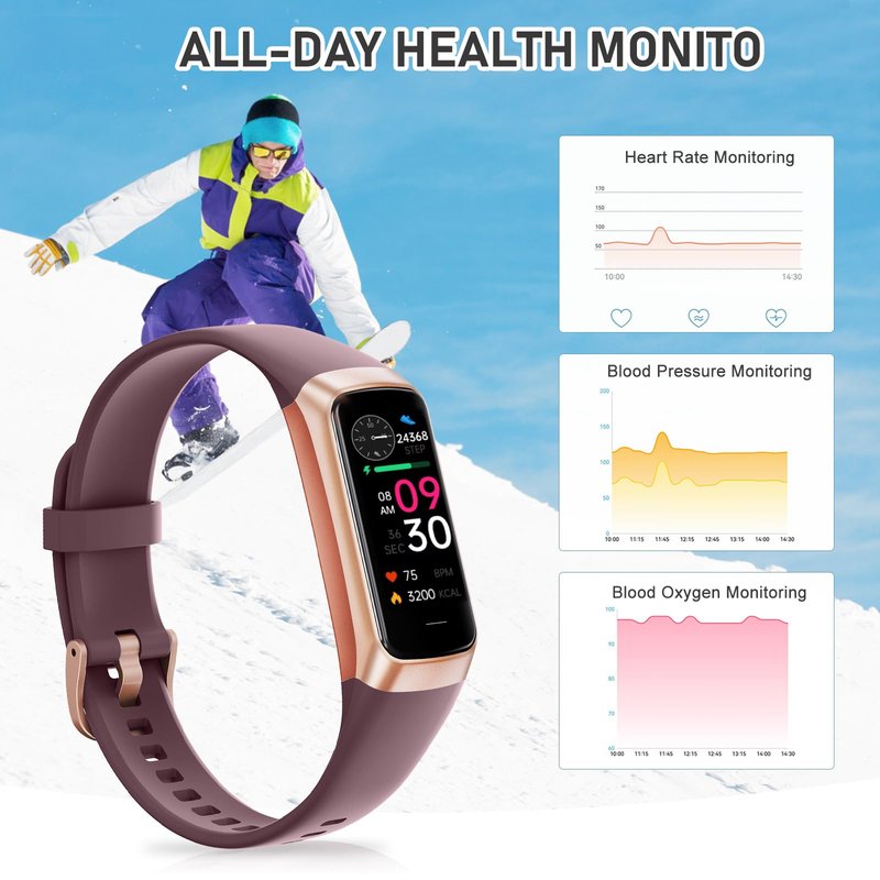 Moremore Fitness Tracker with 24/7 Heart Rate, Sleep Tracker, Blood Pressure, Stopwatch, Activity Tracker with 1.1" AMOLED Screen, Waterproof Step Tracker for Android iPhones Men Women