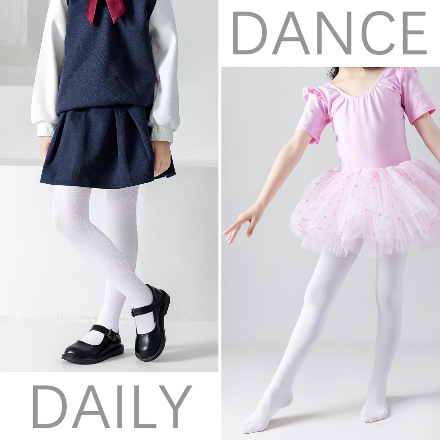 Skiennix Ballet Tights for Girls - Soft Microfiber Footed Dance Leggings | Comfortable Fit