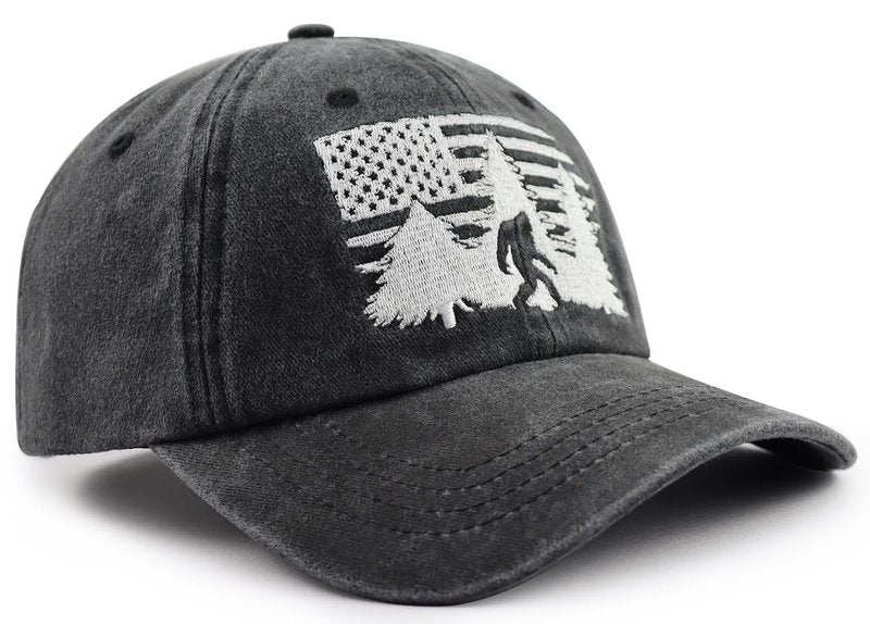 Bigfoot American Flag Gifts for Men Women, Sasquatch Military Hat, USA Army Big Foot Baseball Cap, Birthday Gifts for Sasquatch Lovers Hunter Camper
