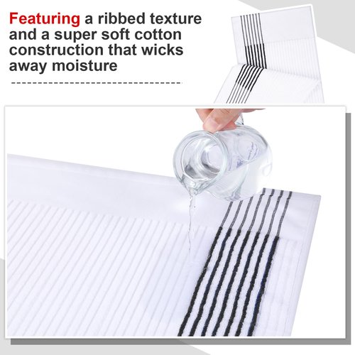 Mixweer 1 Pcs Caddy Golf Towel 22" x 42" Large Caddy Towel Camping Sport Towels Cotton Soft Towels for Man Golf Lovers (White with Black Stripe)
