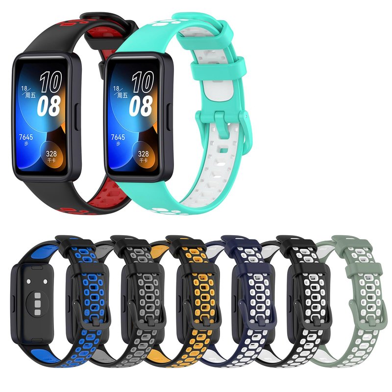 Disscool Replacement Adjustable Wrist Bands Compatible with Huawei Band 10/10 NFC/9/9 NFC/8/8 NFC, Soft Silicone Wrist Strap with Quick Release for Man Women(Black+Grey)