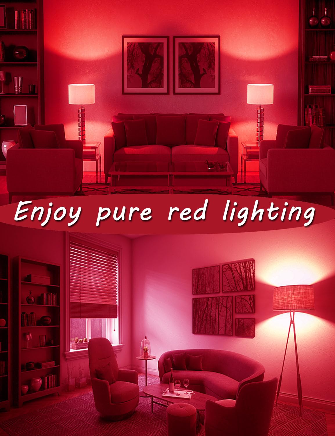 630nm LED Red Sleep Light Bulb Dimmable, Blue Light Blocking Bulb Promoting Melatonin Red Light Bulbs, A15 LED 5W 40W Equivalent Night Light E26 Base 6Pack
