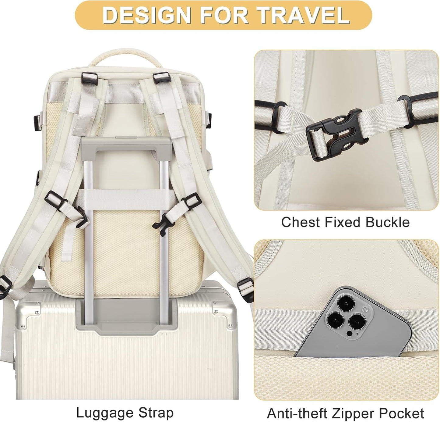 Skiennix Large Travel Backpack - Airline Approved & Waterproof - Perfect for Men & Women
