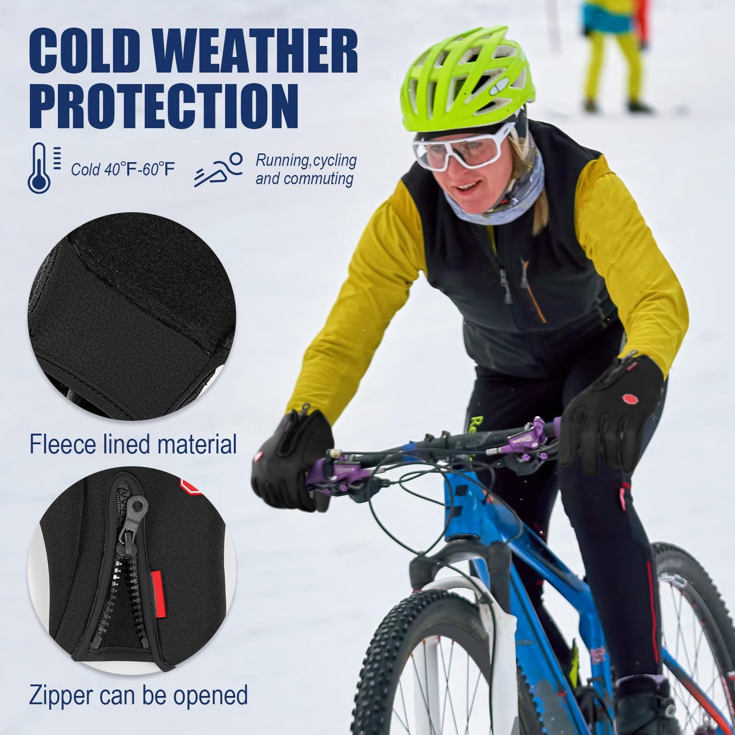 Zhanmai 3 Pairs 3/6 Pairs Outdoor Winter Touchscreen Gloves Windproof Waterproof Thermal Gloves for Running Hiking for Men Women (Medium,Black)