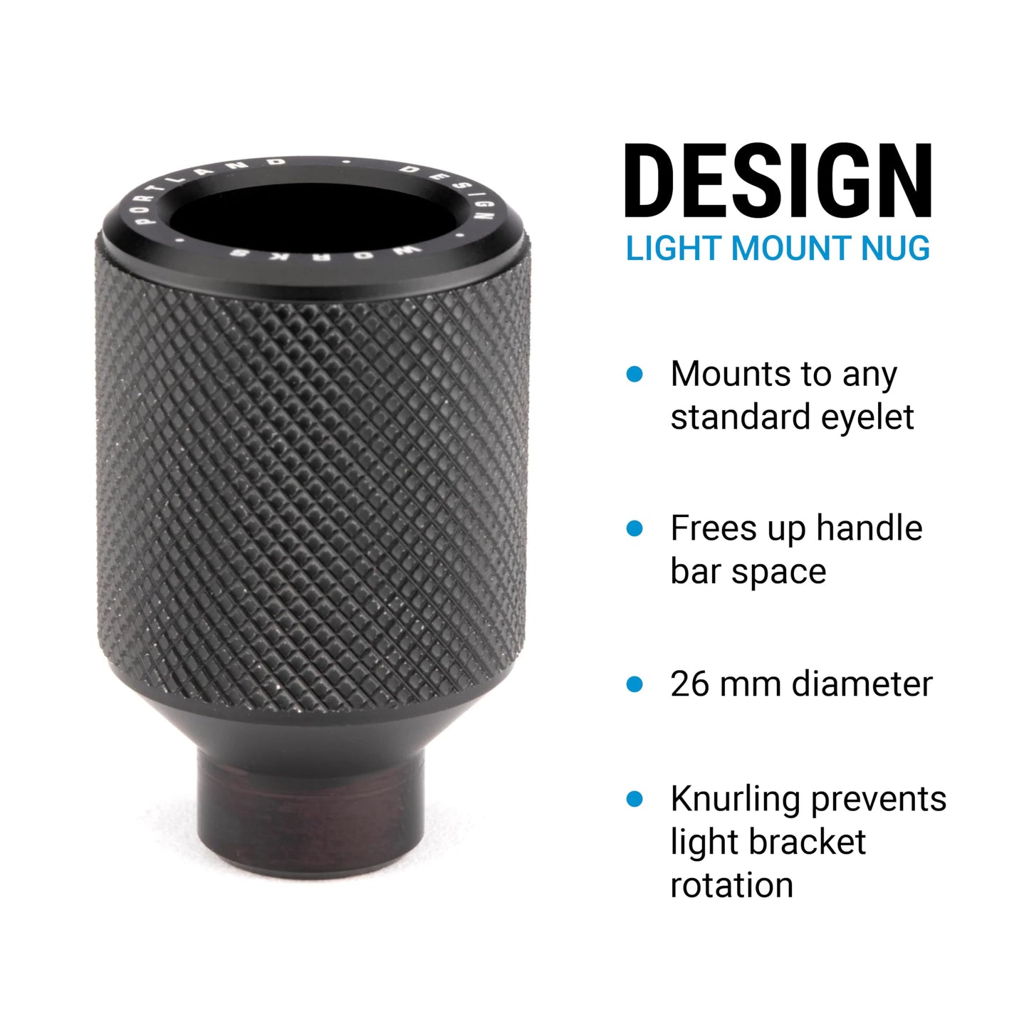 Portland Design Works Eyelet Front Light Mount - Adjustable Bicycle Lights Front and Rear, Headlight Eyelet Mount for Bike, Black