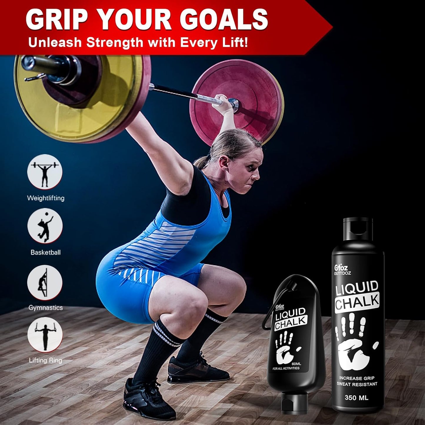 Pro Grade Liquid Chalk - Mess-Free Gym Chalk for Weightlifting, Rock Climbing & More | 2 oz / 12 oz