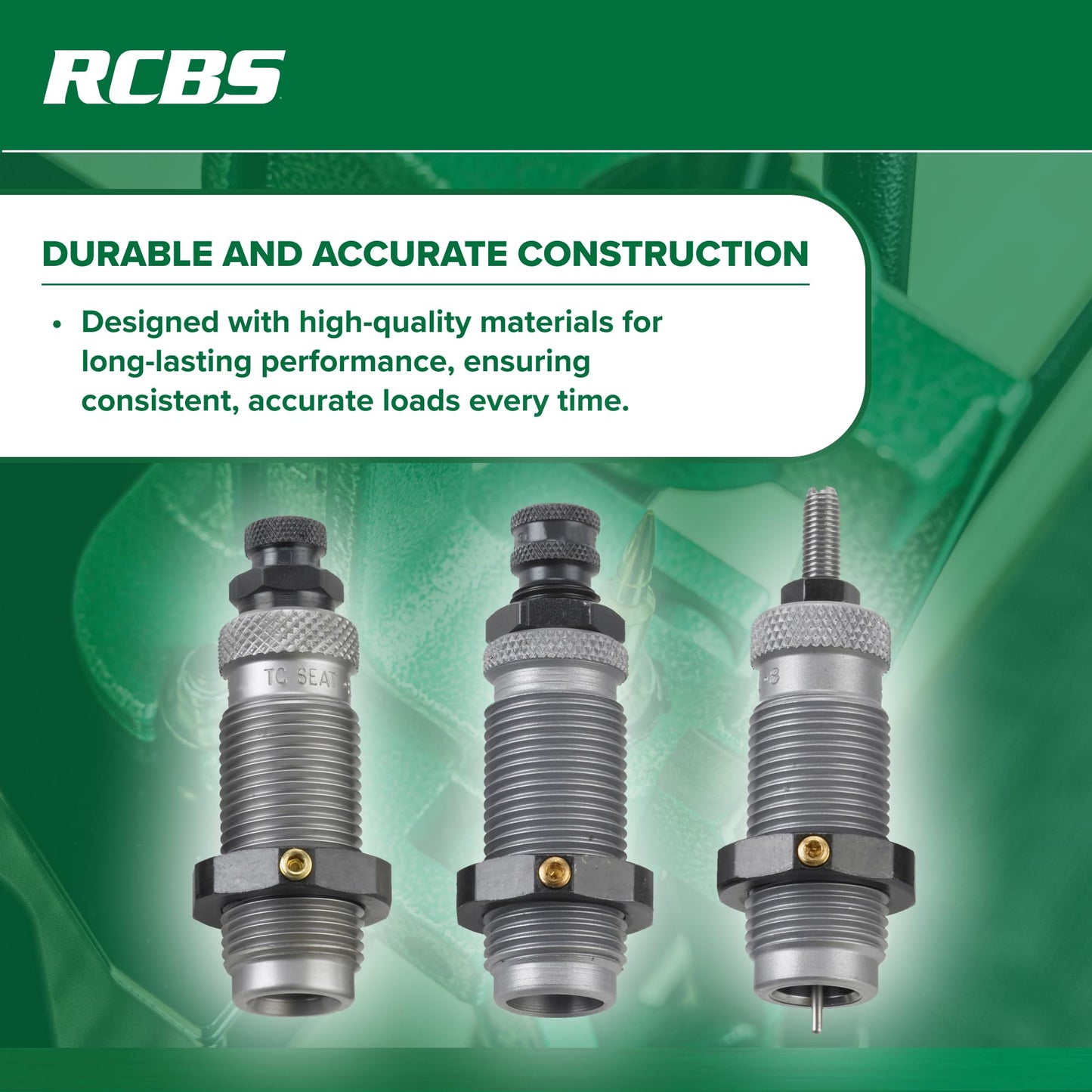 RCBS Carbide Die Set – 9mm Luger – 3 Die Set – Green