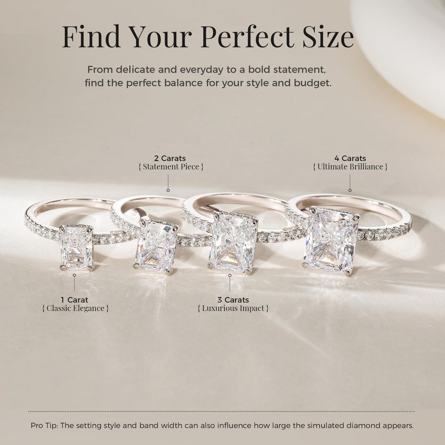 EAMTI 3CT 925 Sterling Silver Engagement Rings Radiant Cut Solitaire Cubic Zirconia CZ Wedding Promise Rings for Her Wedding Bands for Women Size 9.5