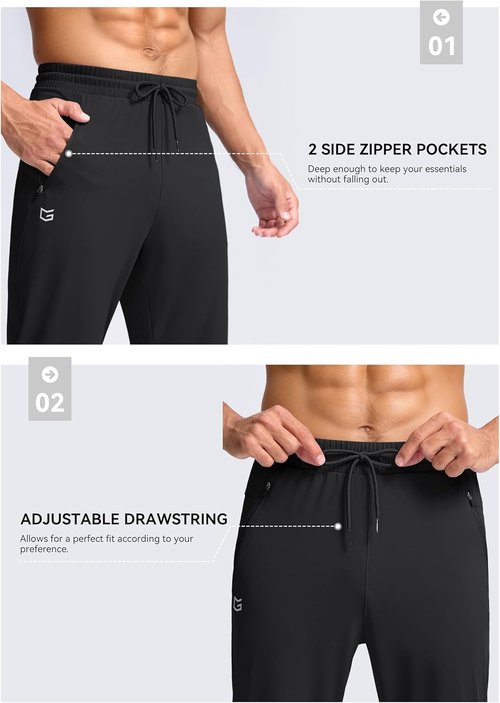 G Gradual Men's Athletic Sweatpants - Stretchy Long Joggers with Zipper Pockets | Available in 30"-36" Inseam