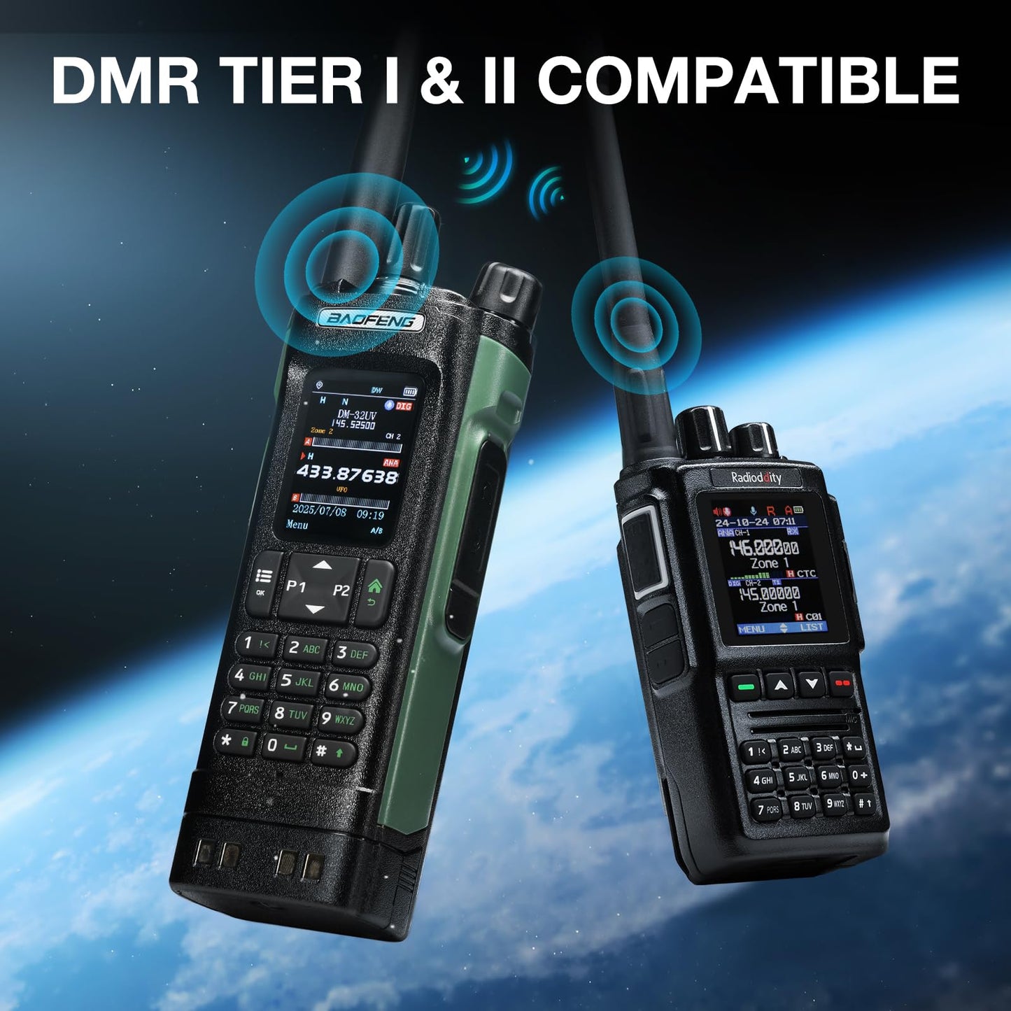 BAOFENG DM-32UV 10W DMR Radio with GPS & Digital APRS, Tier II Dual Band Ham Handheld Radio with UHF VHF Aviation FM Receiver, NOAA Alert, 4000 Channels, USB-C Rechargeable, Extra Case Holder