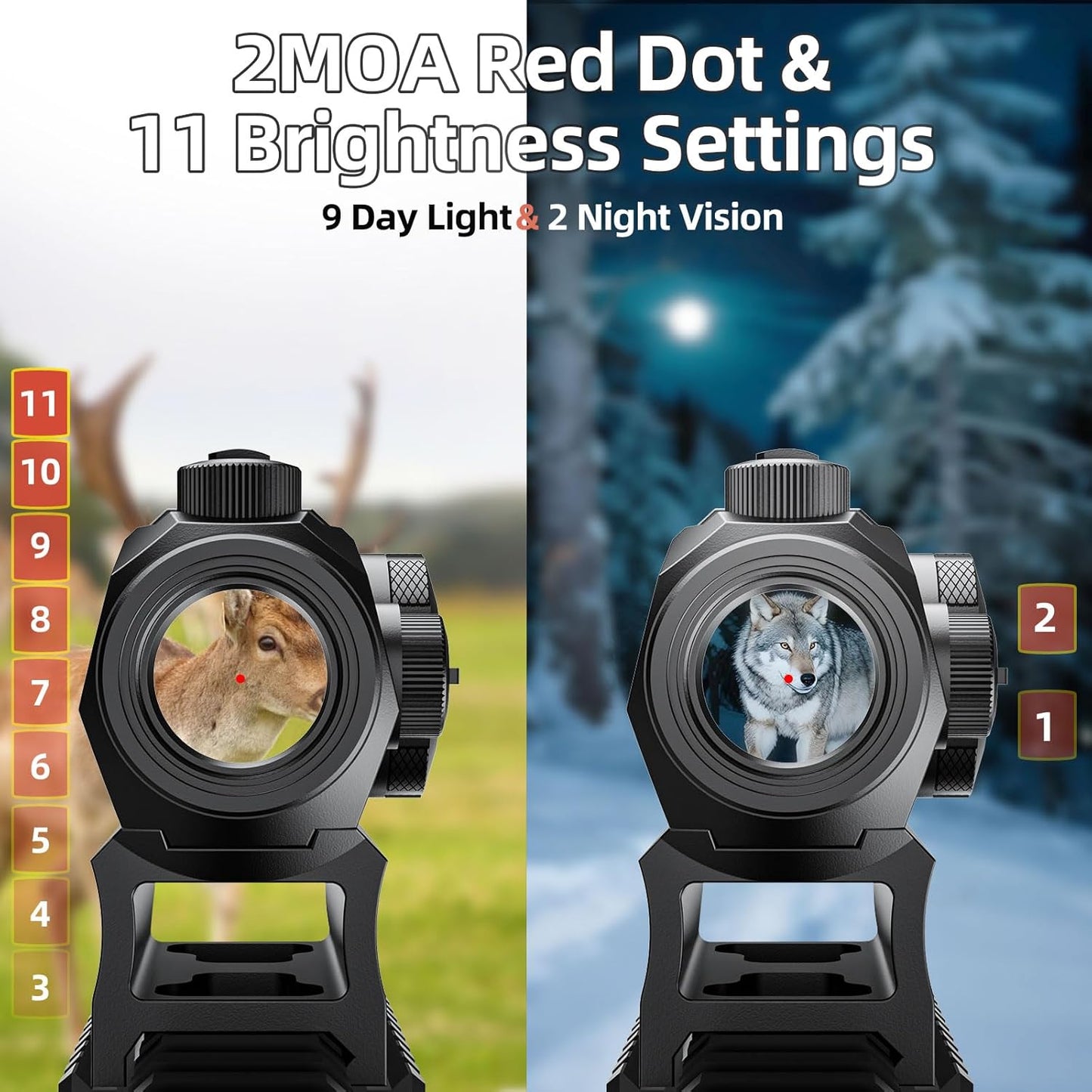 Motion Awake 2MOA Red Dot Sight - 11 Brightness Settings | IPX7 Waterproof & 50000H Battery Life