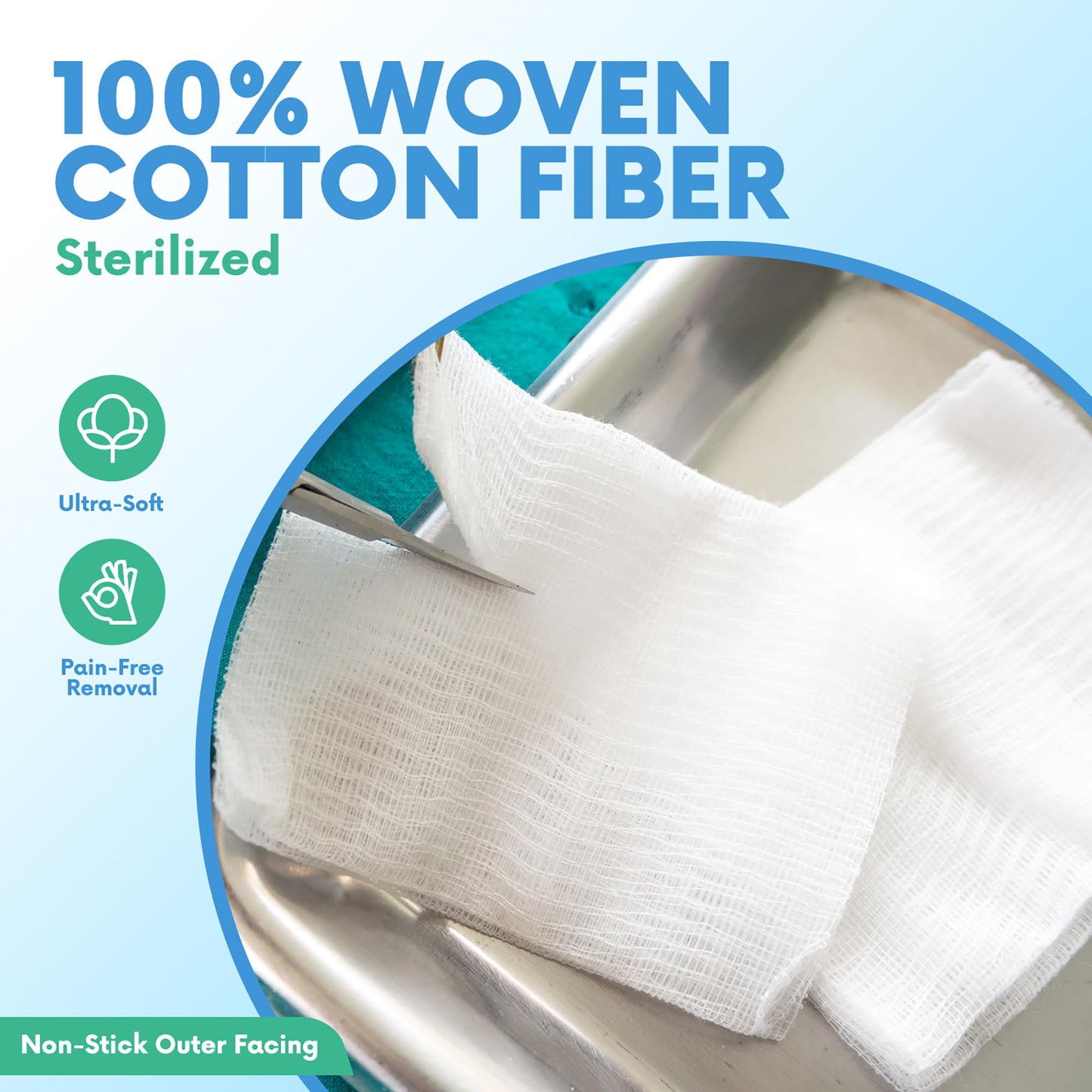 4x4 Large Sterile Gauze Pads - 100 Pack, 12-Ply Woven Cotton, Individually Wrapped Medical Gauze Sponges, Soft & Highly Absorbent Wound Dressings for First Aid Kits & Home Care by HEALQU