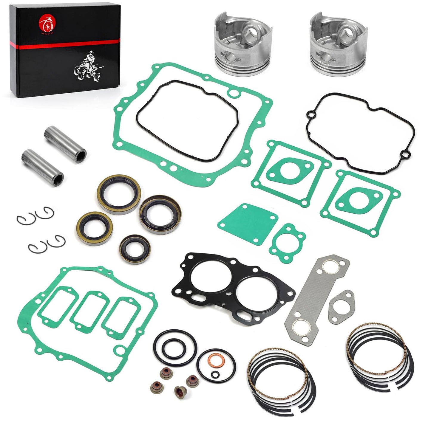 Piston & Ring Oversize Bore 0.25mm & Gasket Seal Rebuild Kit Compatible with EZGO 4 Cycle Gas Golf Cart Fuji Robin 295cc EH29C Engine 1991-2008