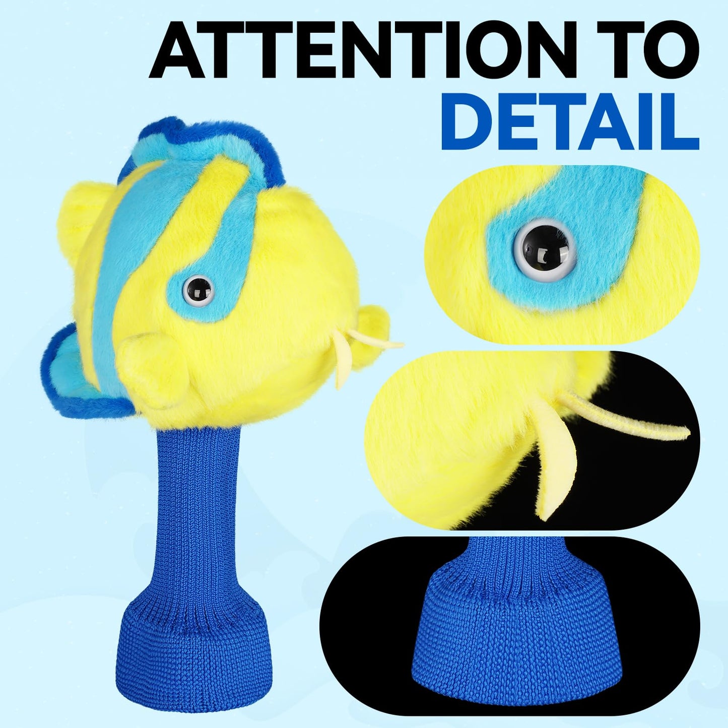 LZFAN Golf Club Covers for Drivers Funny Driver Headcover Animal Golf Club Head Covers Golf Gifts for Men Women Plush Cute (Angelfish for Driver)