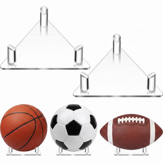 Jetec 2 Pcs Acrylic Ball Stand Display Holder Sports Ball Storage Rack for Football Basketball Volleyball and Soccer (Transparent)