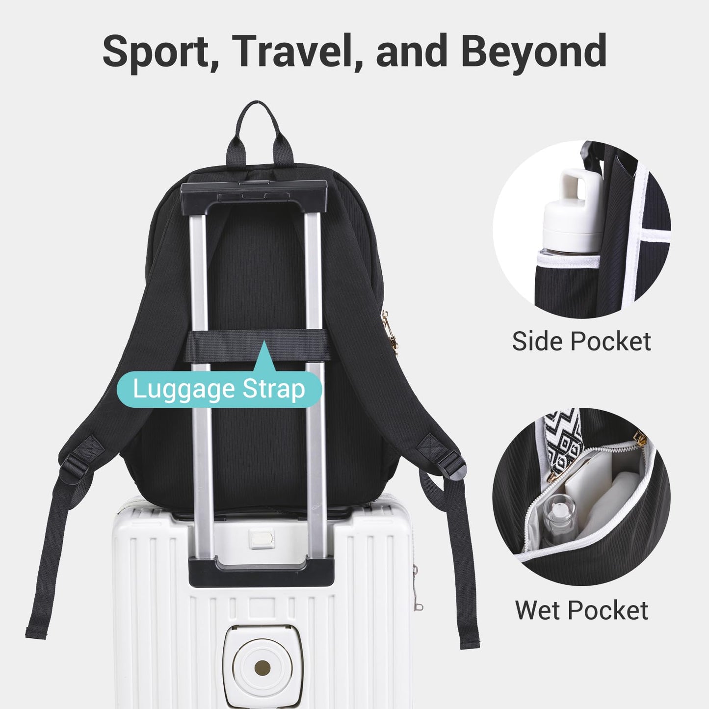VELADAY Tennis Bag for Women Girl, Stylish Quilted Tennis Pickleball Racket Backpack Wet Pocket, Women Weekend Bag for Travel
