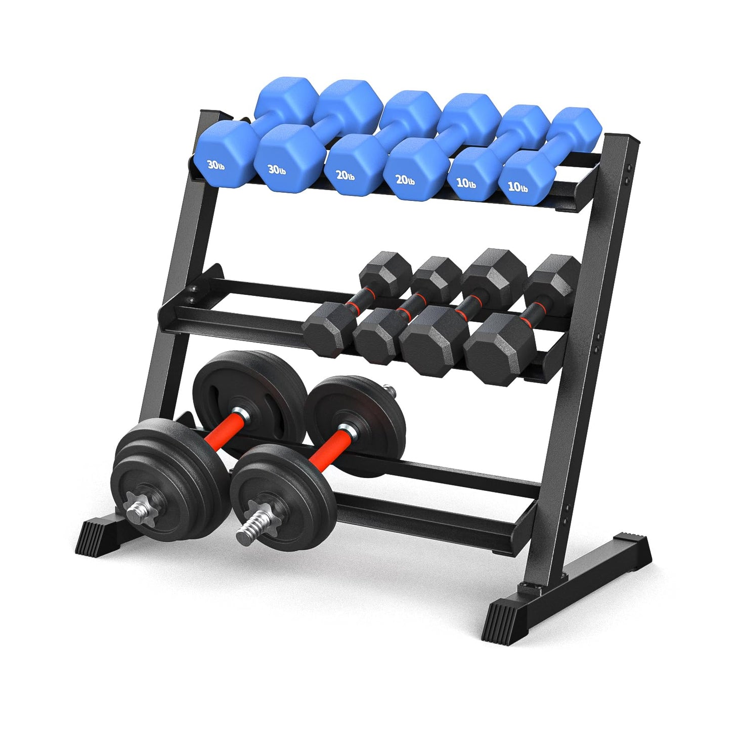 KHAMAL Dumbbell Rack Stand Only - 3-Tier Weight Rack Heavy Duty Dumbbell Stand Space-Saving For Home Gym Organization, Dumbbell, Barbell, Up To 1200LBS