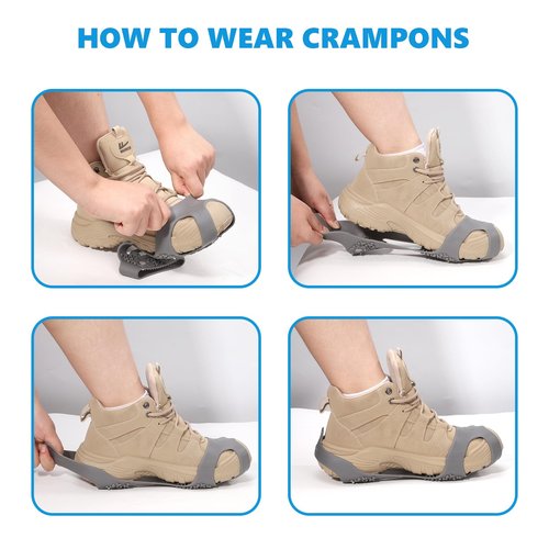 Crampons Ice Cleats for Boots Shoes Anti-Slip Spikes Snow Grips Cleats Shoe Spikes for Snow and Ice Anti-Slip Rubber Traction Cleats for Hiking Fishing Walking
